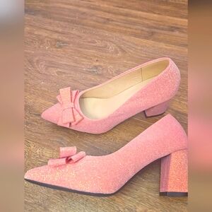 Elegant Pink Glitter Heels